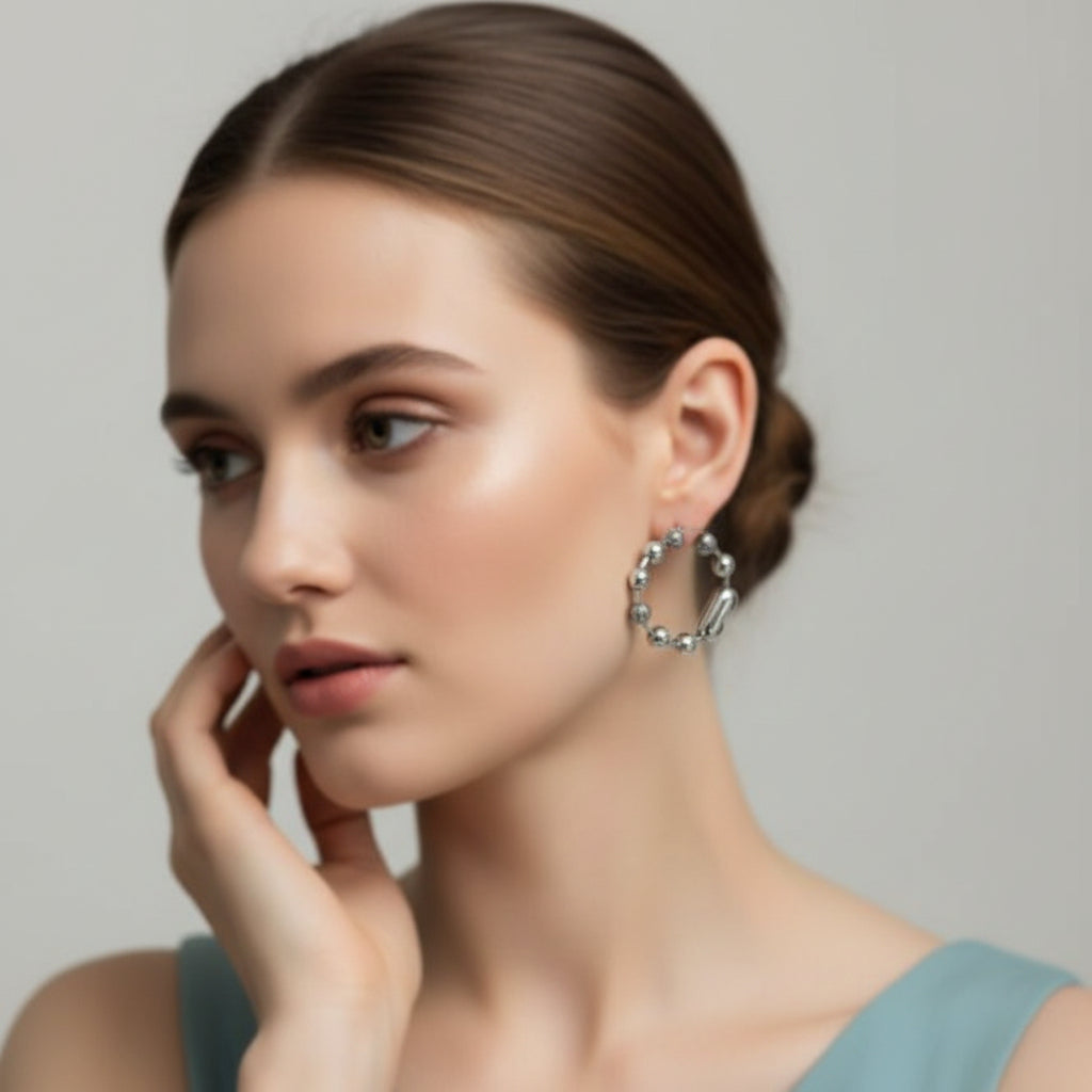 MARC JACOBS MONOGRAM BALL CHAIN HOOP EARRINGS (LOCCBY1)