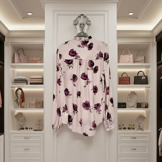 KATE SPADE ENCORE ROSE PLEATED TOP in Plumdawn 7003  (LOC11)