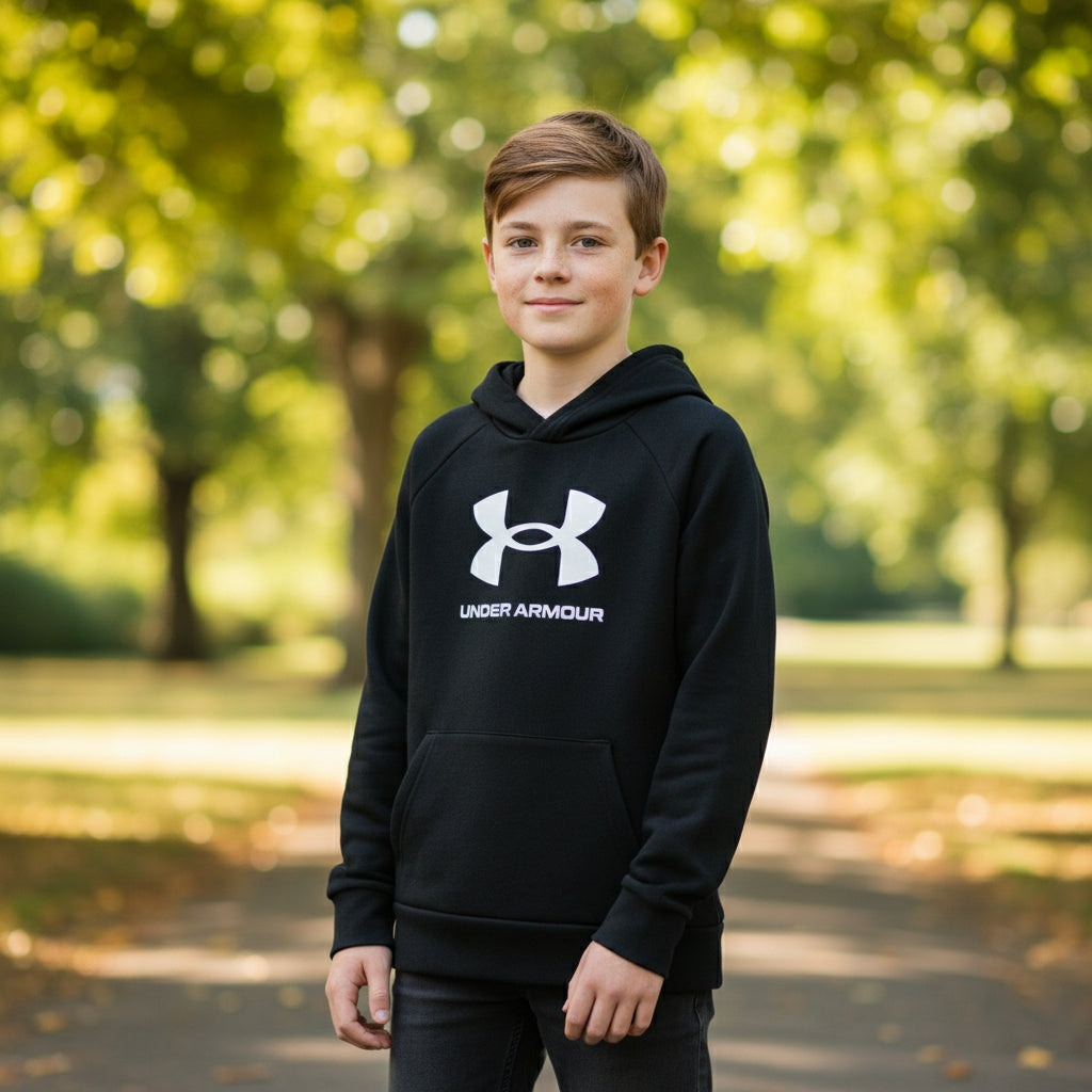 UNDER ARMOUR BOY'S RIVAL FLEECE BIG LOGO HOODIE Size M 1379791 (LOC4)