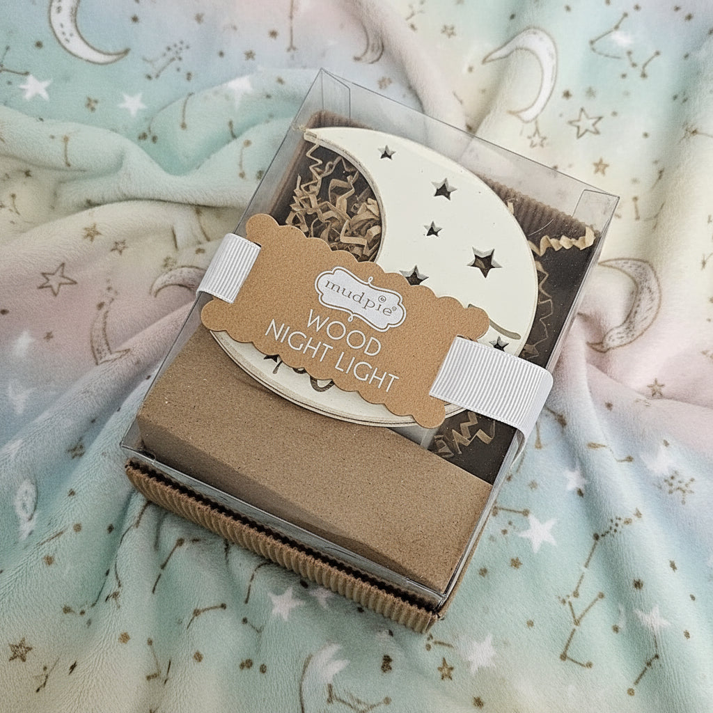 MUD PIE DREAM MOON WOODEN NITE LIGHT 202276 (LOC5)