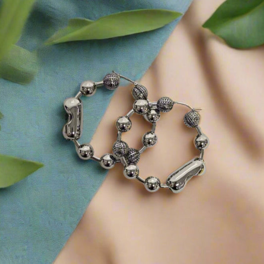 MARC JACOBS MONOGRAM BALL CHAIN HOOP EARRINGS  (LOCCBY1)