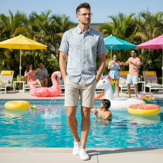 BARNEY COOLS MEN'S BUTTON-DOWN SHORT SLEEVE SHIRT   (LOC11)