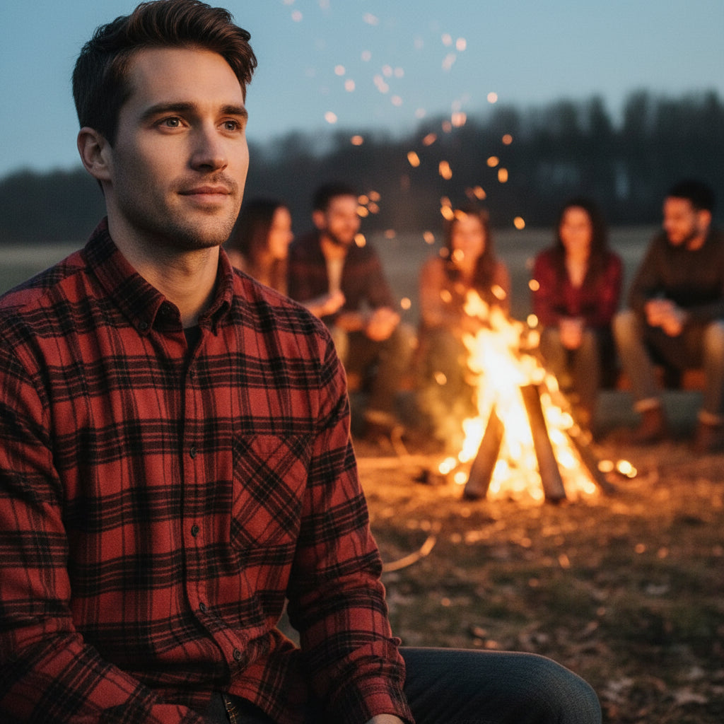 ZANEROBE MEN'S LONG SLEEVE BUTTON-DOWN FLANNEL SHIRT  (LOC11)