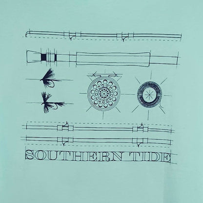 SOUTHERN TIDE MEN'S CREW NECK FLY FISHING GRAPHIC TEE 3866  (LOC10)