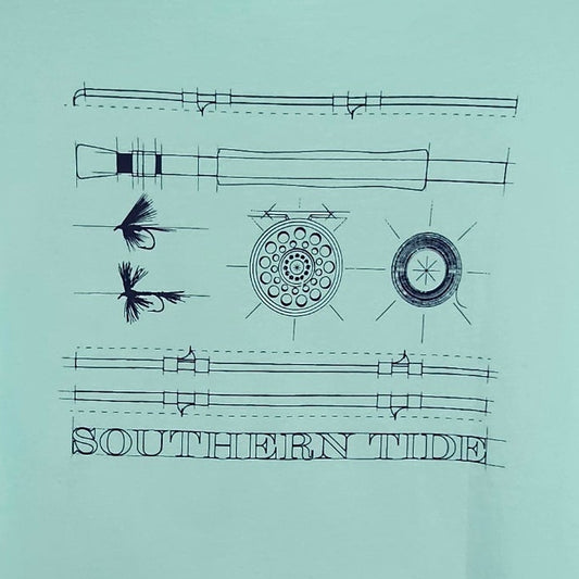 SOUTHERN TIDE MEN'S CREW NECK FLY FISHING GRAPHIC TEE 3866  (LOC10)