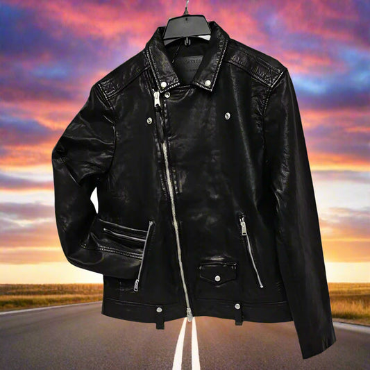 ALLSAINTS MEN'S LEATHER MILO BIKER JACKET 352590  (LOC1)