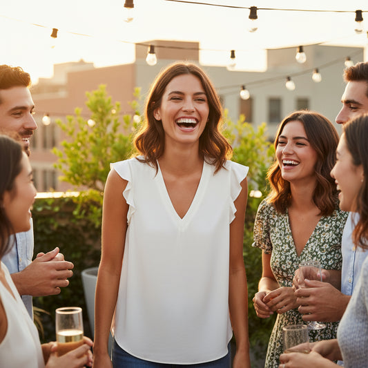 KATE SPADE SATIN CREPE FLUTTER SLEEVE TOP 4636  (LOC11)