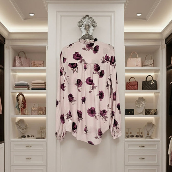 KATE SPADE ENCORE ROSE PLEATED TOP in Plumdawn 7003  (LOC11)