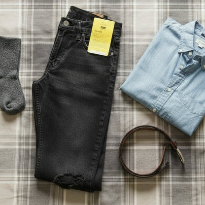 LEVI'S MEN'S 511 SLIM JEANS BLACK FADE, PRE-DISTRESSED (LOC5)