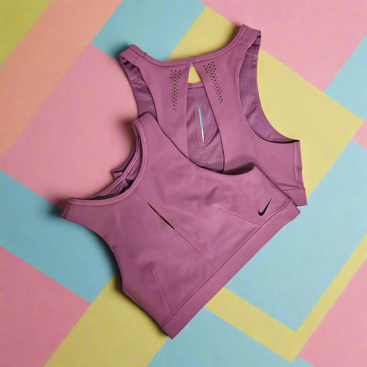 NIKE SWOOSH HIGH-NECK KEYHOLE SPORTS BRA MEDIUM-SUPPORT - PURPLE DM0656 (LOC3)