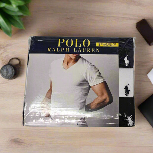POLO RALPH LAUREN CLASSIC FIT COTTON V NECK TSHIRTS 3 PACK LCVNP3