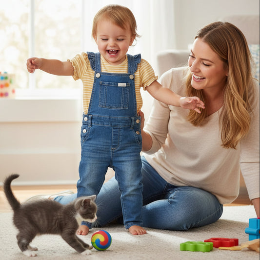 7 FOR ALL MAN KIND TODDLER GIRLS BIBBED DENIM OVERALL/STRIPED TEE SET RGI9086 (LOC12)