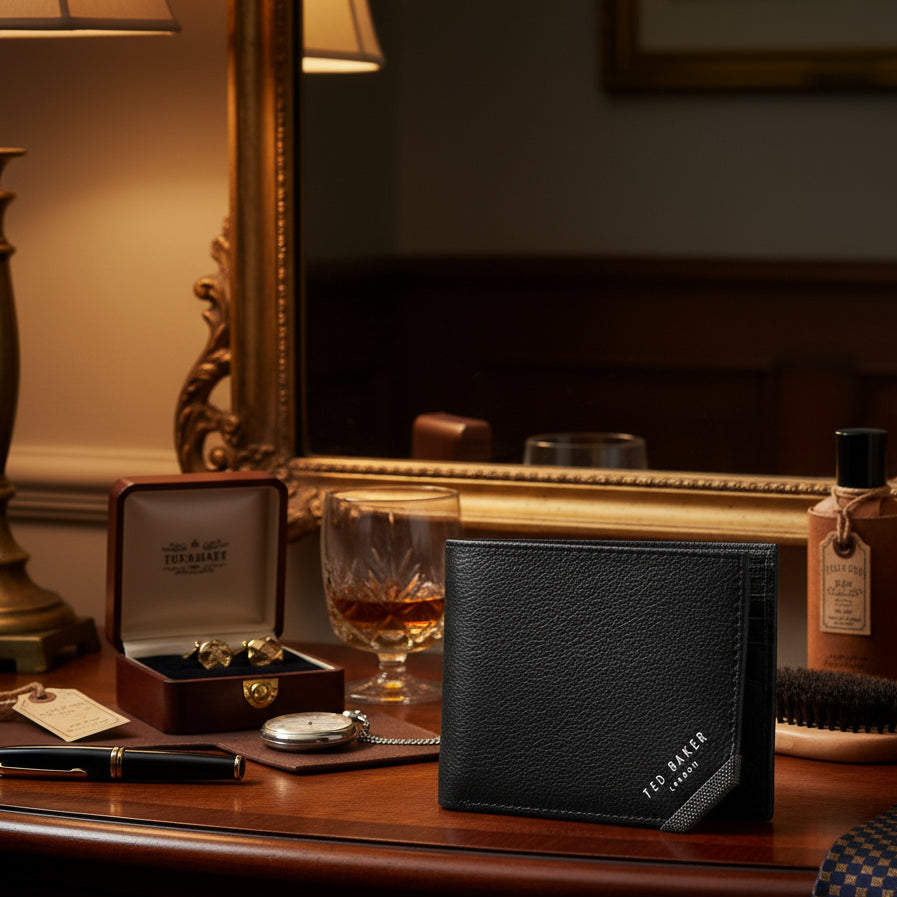 TED BAKER CRAWLL CORNER DETAIL LEATHER BIFOLD WITH ZIP WALLET  (LOCCBY)