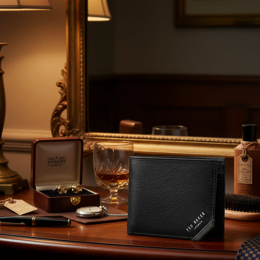 TED BAKER CRAWLL CORNER DETAIL LEATHER BIFOLD WITH ZIP WALLET  (LOCCBY)