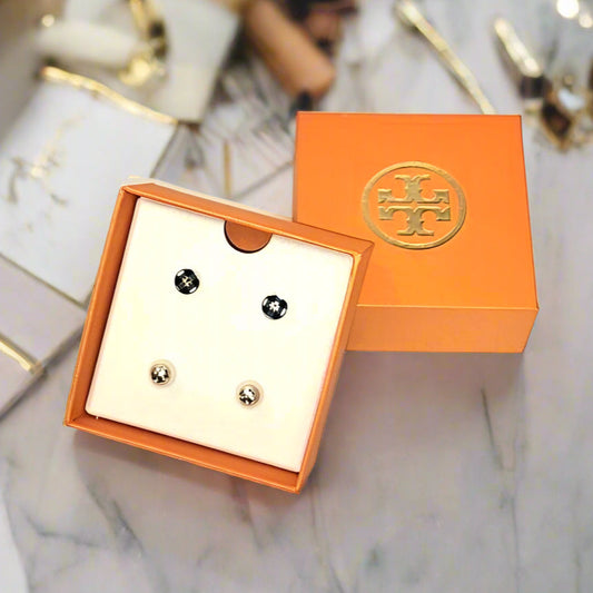 TORY BURCH KIRA ENAMEL CIRCLE-STUD EARRING GIFT SET