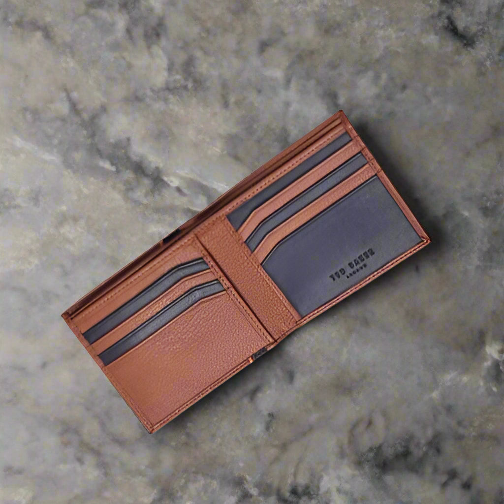 TED BAKER INCE BLACK OR BROWN STRIPED DETAIL BIFOLD WALLET 246327  (LOCCBY)