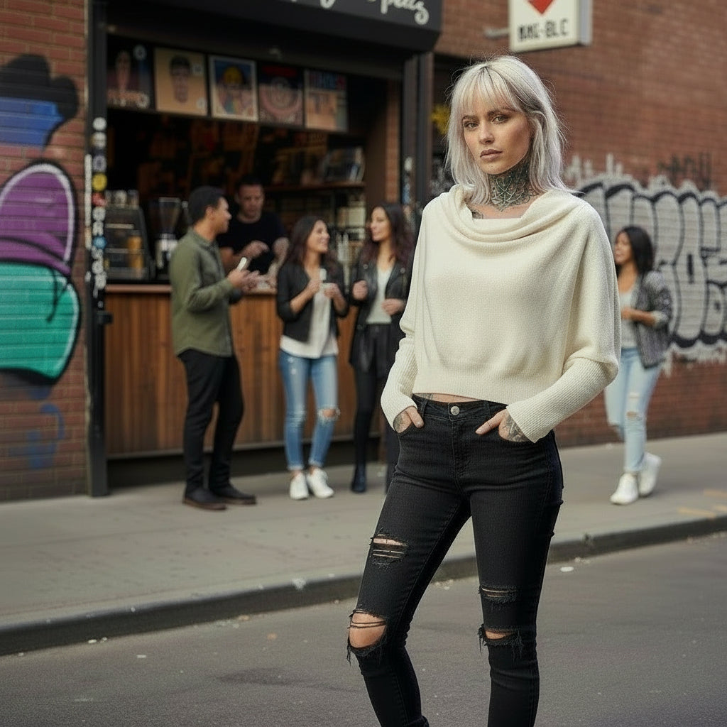 ALLSAINTS WOMEN'S RIDLEY M CROPPED SWEATER WK035Y (LOC12)
