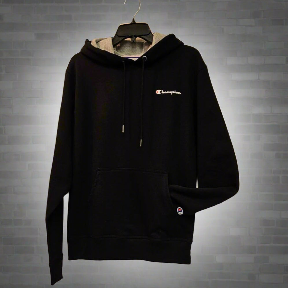 CHAMPION MEN'S BLACK PULLOVER FLEECE GF89H  (LOC3)
