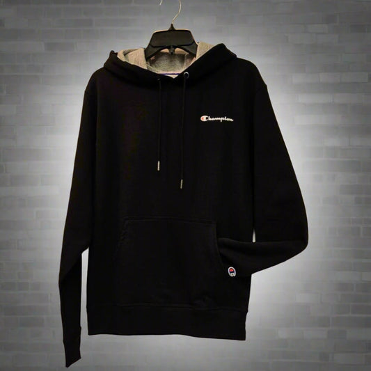 CHAMPION MEN'S BLACK PULLOVER FLEECE GF89H  (LOC3)