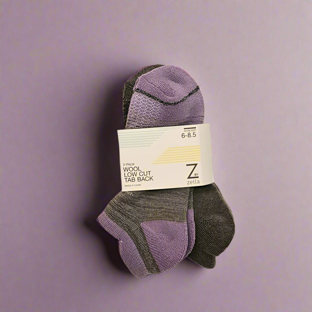 Z BY ZELLA 2-PACK WOMEN’S WOOL LOW CUT TAB BACK SOCKS D067 (LOC5)